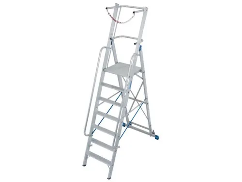 verrijdbare treden-platformladder eenzijdig 7treden stand H 1 65m
