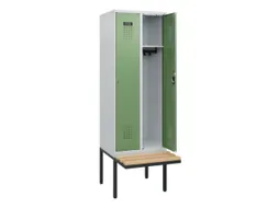 locker met bank,HxBxD 1950x600x815mm,2vak,vak B 300mm,cilinderslot