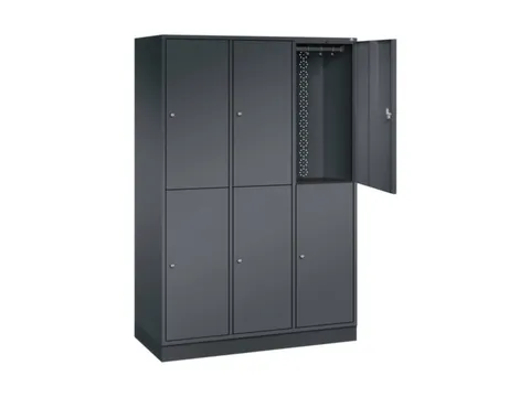 Dubbeldekse garderobekast,HxBxD 1950x1220x500mm,3x2vak.,vak B 360mm