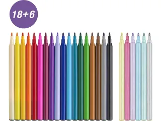 Viltstiften Faber-Castell Unicorn 18x standaard kleuren + 6x pastel kl - 5