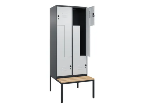 Z-garderobekast,HxBxD 2120x800x815mm,4vak,vak B 400mm,draaigrendel