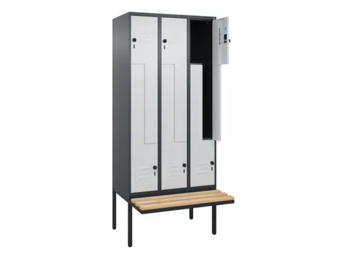 Z-garderobekast,HxBxD 2120x900x815mm,6vak,vak B 300mm,draaigrendel