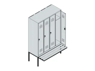 locker met bank,HxBxD 1950x1200x815mm,4vak,vak B 300mm,draaigrendel - 5