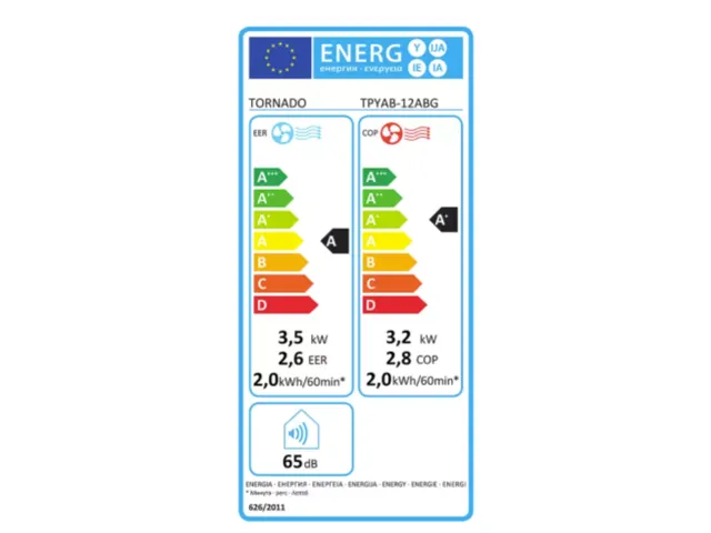 Climatiseur portable Tornado 12000 BTU 790W 65dB blanc