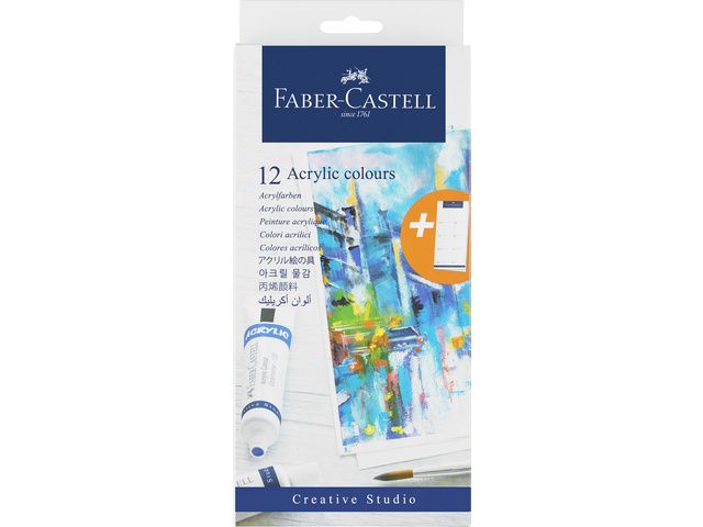 Acrylverf Faber-Castell 12 stuks assorti kleuren | FaberCastellShop.nl