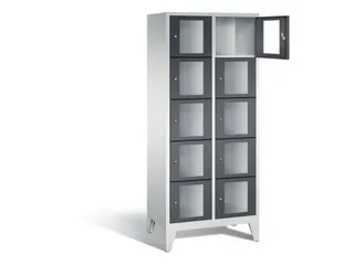 Lockerkast 1850x810x500mm 2x5 vakken Cilinderslot Poten, RAL7021 - 1