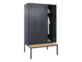 locker met bank,HxBxD 2120x1200x815mm,4vak,vak B 300mm,draaigrendel - 1