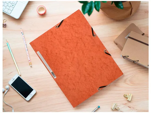 Elastomap A4 3 Kleppen en Elastieken Karton Oranje
