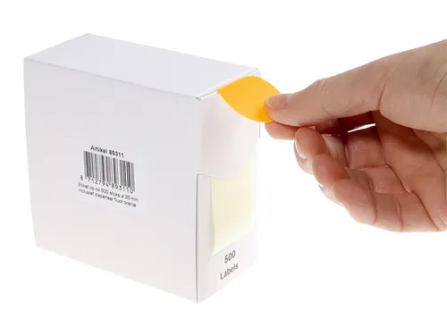 Etiket Rillprint 35mm 500st op rol fluor oranje