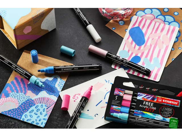 Acrylmarker STABILO Free Acrylic T300 geel 2-3mm