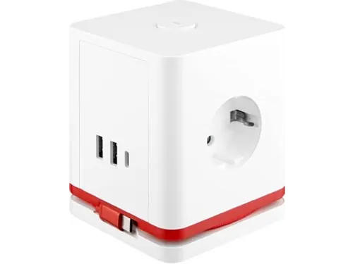 IOIO Stekkerdoos Kubus SW1000 3-voudig + 3x USB Wit