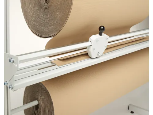 snijmachine,v. paktafel,HxBxD 200x1758x130mm,hoek,aluminium,wit/grijs