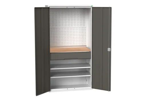 Systeemkast 2000x1050x550mm 2xlegbord 1lade RAL7035+RAL7016