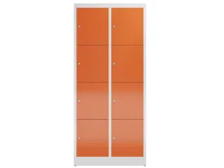 Lockerkast 1800x800x500mm 2x4 vakken cilinderslot, sokkel, RAL3000 - 2