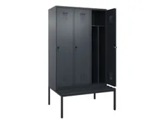 locker met bank,voor scheiding van kleding,HxBxD 2120x1200x815mm,3vak
