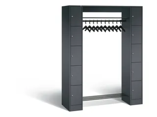 locker met kapstok,HxBxD 1950x1430x480mm,romp RAL7021,front RAL7021 - 1