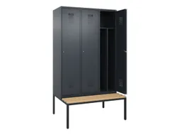 locker met bank,voor scheiding van kleding,HxBxD 2120x1200x815mm,3vak