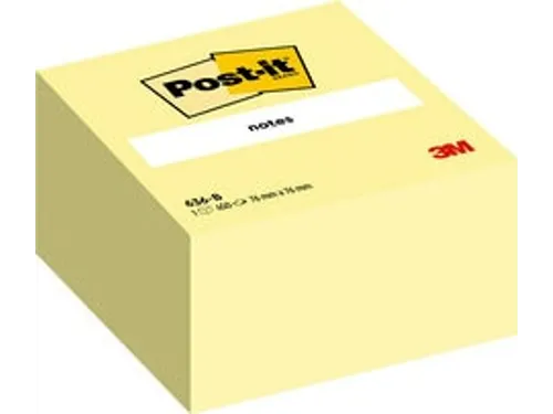 Memoblok 3M Post-it 636 76x76mm kubus geel