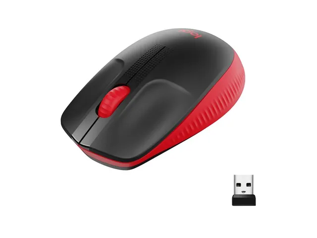Logitech M190 Draadloze Muis Zwart Rood