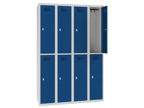 Dubbeldekse lockerkast,HxBxD 1800x1200x500mm,4x2vak.,draaigrendel