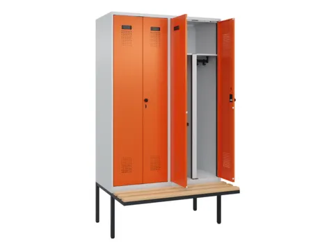 PBM-locker met bank,HxBxD 2120x1200x815mm,4vak,vak B 300mm