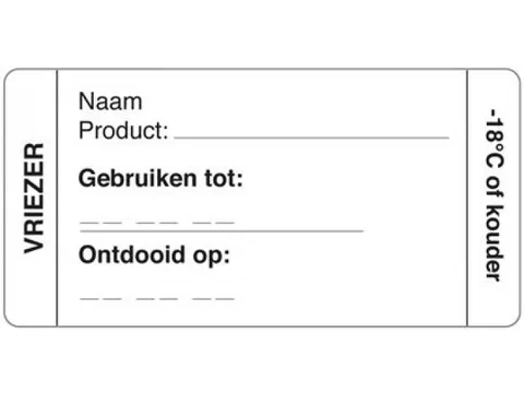 Sticker Label Vriezer afwasbaar rol 250st
