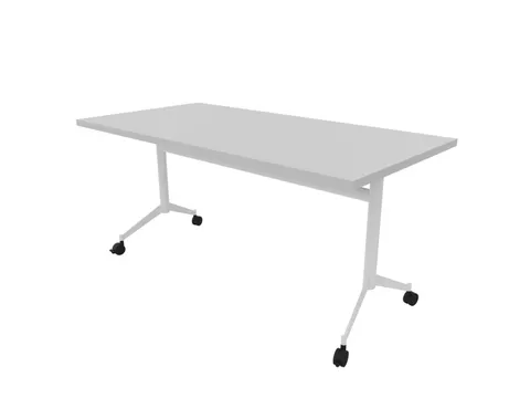 klaptafel,HxBxD 750x1600x800mm,hoekig,T-voet wit,ovale buis,blad grijs