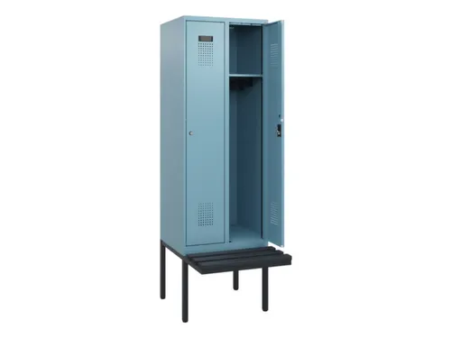 locker met bank,HxBxD 1950x600x815mm,2vak,vak B 300mm,cilinderslot