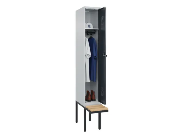 locker met bank,HxBxD 2120x300x815mm,1vak,vak B 300mm,draaigrendel