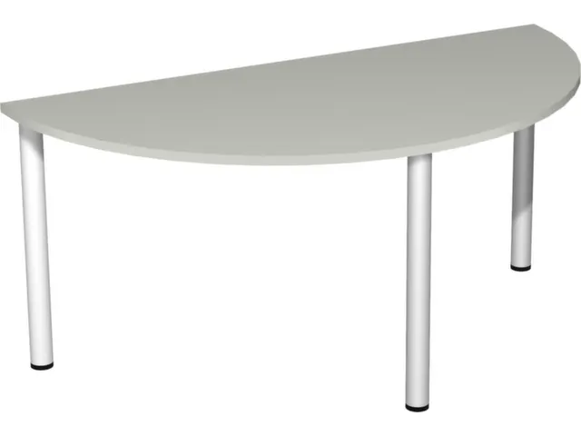 vergadertafel HxBxD 72x160x80cm halfrond Lichtgrijs 3voeten Alu