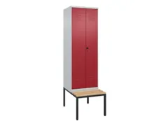 PBM-locker met bank,HxBxD 2120x600x815mm,2vak,vak B 300mm,draaigrendel