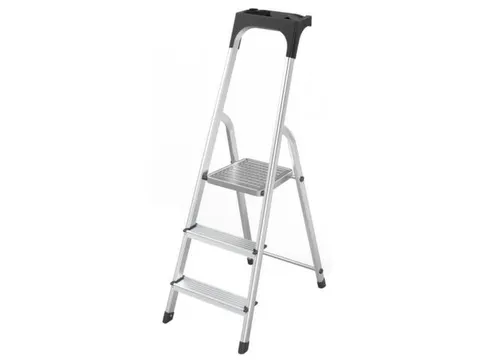 aluminium trapladder,eenzijdig,3treden,bordes geribbeld,stand H 0,61m