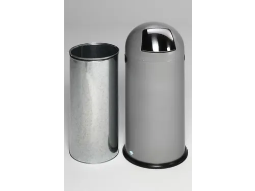 Push Afvalbak Staalplaat 33 Liter Hxd 690x375mm Zilver