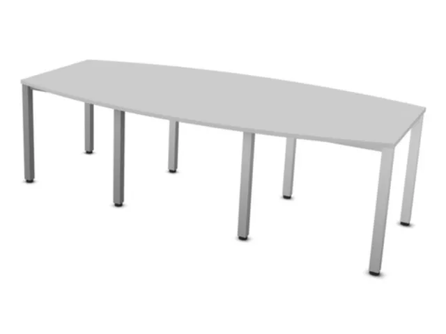 vergadertafel HxBxD 74x240x120cm vatvormig MP-lichtgrijs Alu 4voeten