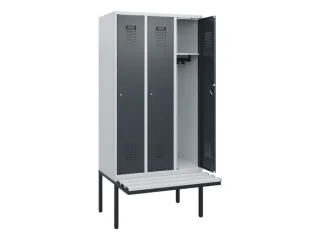 locker met bank,HxBxD 1950x900x815mm,3vak,vak B 300mm,cilinderslot - 1