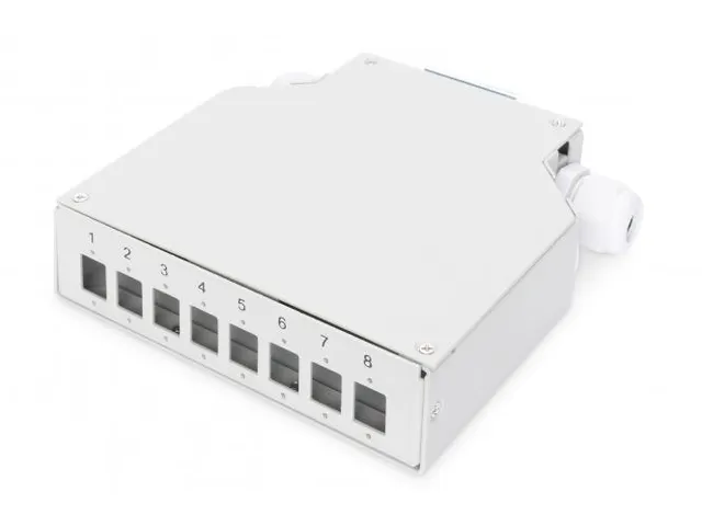 Boîtier répartition sur rail DIN pour 8 adaptateurs LC/DX Gris