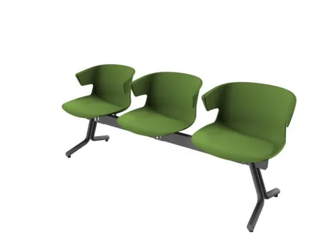 Wachtkamerbank 3Zittingen Kunststof Kuipen Groen Frame Antraciet