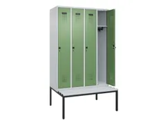 locker met bank,HxBxD 2120x1200x815mm,4vak,vak B 300mm,draaigrendel