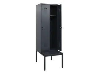 locker met bank,HxBxD 1950x600x815mm,2vak,vak B 300mm,draaigrendel - 1