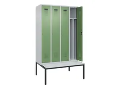 locker met bank,voor scheiding van kleding,HxBxD 2120x1200x815mm,4vak