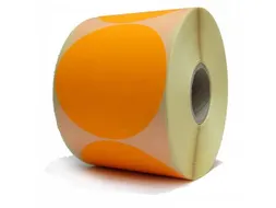 Etiketten Op Rol 50mm Fluor Oranje Met Dispenser 500 Stuks