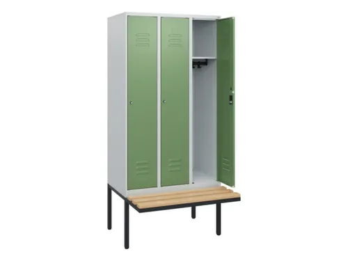 locker met bank,HxBxD 1950x900x815mm,3vak,vak B 300mm,cil.-slot