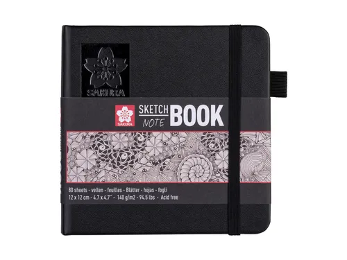 Schetsboek Sakura 80 witte vellen 140gr 120x120mm zwart