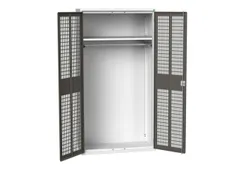 Lockerkast 2000x1050x550mm 1 vak, dubbele ventilatiedeur, RAL7016