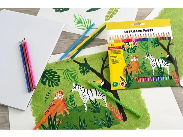 Kleurpotlood Eberhard Faber Kid 17,5cm etui à 24 stuks assorti kleure