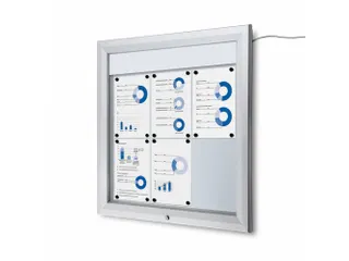 Outdoor mededelingenbord 6x A4 met logopaneel LED verlicht - 1