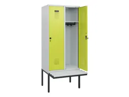 locker met bank,HxBxD 1950x800x815mm,2vak,vak B 400mm,draaigrendel