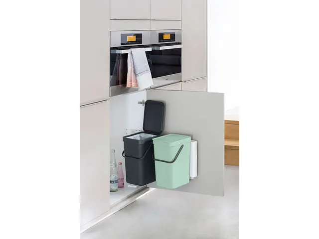 Inbouwafvalemmer Sort & Go 2x12 Liter Jade Donkergrijs