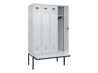 locker met bank,HxBxD 2120x1200x815mm,4vak,vak B 300mm,cilinderslot - 1