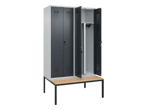 PBM-locker met bank,HxBxD 2120x1200x815mm,4vak,vak B 300mm